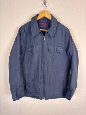 Vintags 90s Levis Mens M Navy Blue Zip Front Workwear Jacket  Field Coat